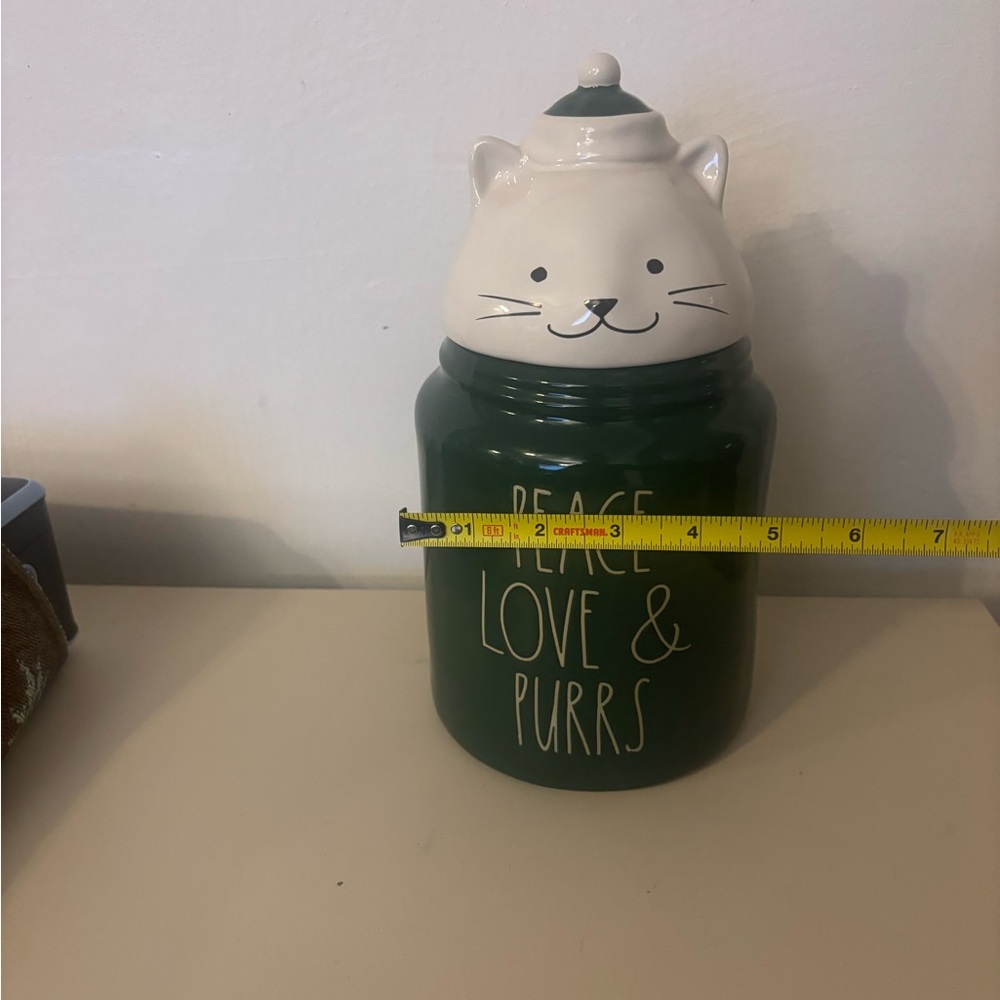 Rae Dunn Green Cat Canister Peace Love & Purrs - Picture 4 of 8